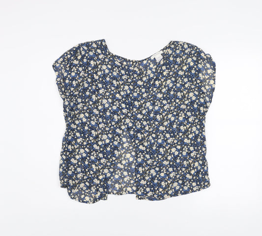 Dylan & Rose Women's Blue Floral Rayon Tunic Blouse Size 10