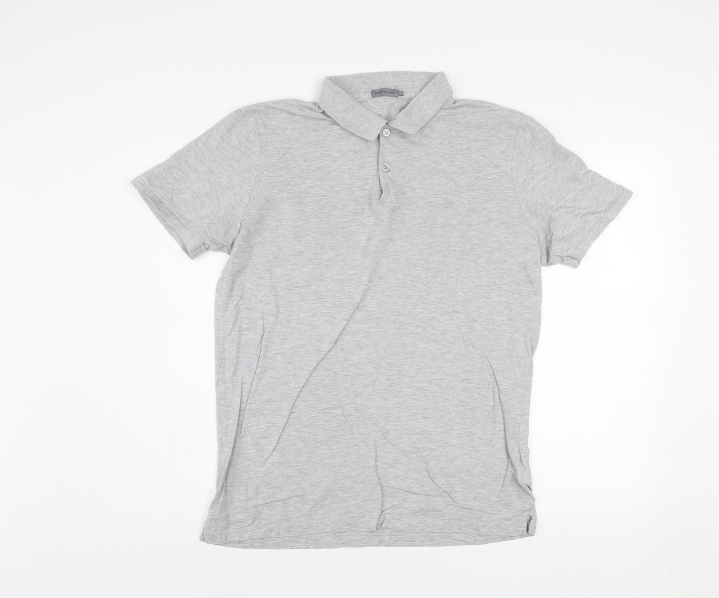 Calvin Klein Jeans Men's Grey Cotton Polo Shirt Size L Classic Fit