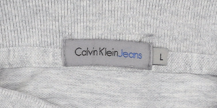 Calvin Klein Jeans Men's Grey Cotton Polo Shirt Size L Classic Fit