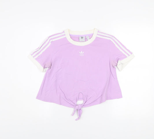 Adidas Women’s Purple Cropped Tie Front T-Shirt Size 12