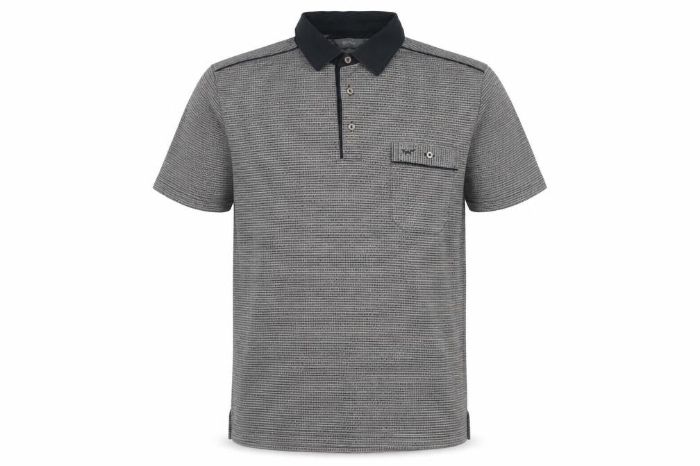 Wolsey Men's Grey Geometric Short Sleeve Cotton Polo Shirt Size M