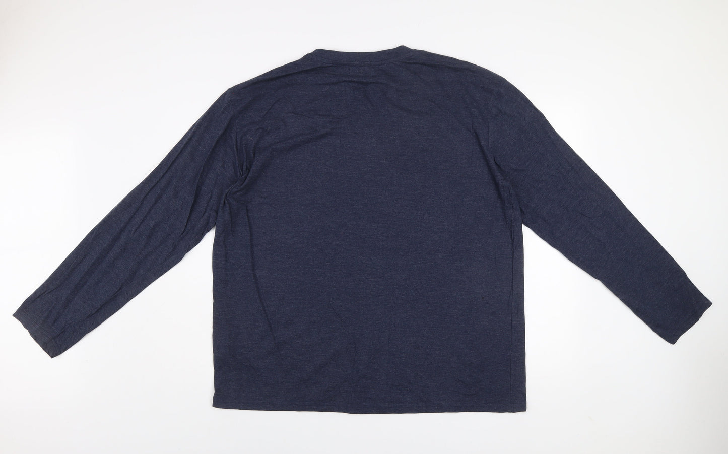 Atlas For Men Navy Blue Long Sleeve Graphic Cotton Blend T-Shirt XL