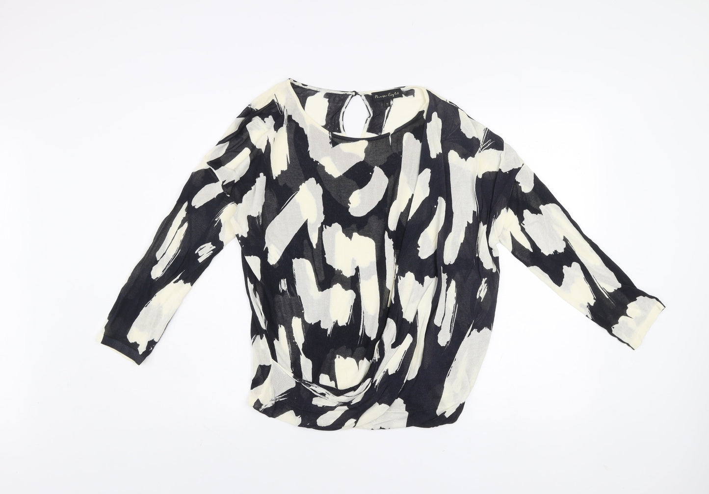 Phase Eight Women’s Black & Cream Abstract Knit Jumper Size 12