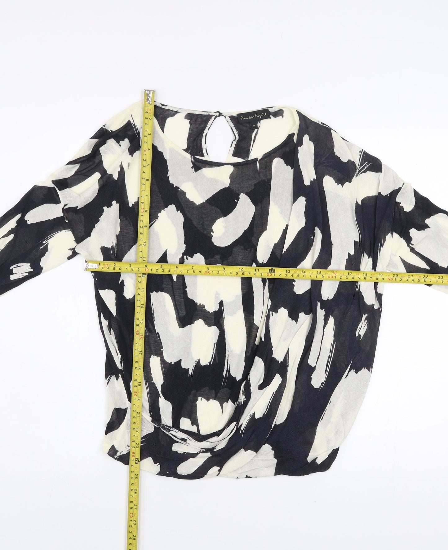 Phase Eight Women’s Black & Cream Abstract Knit Jumper Size 12