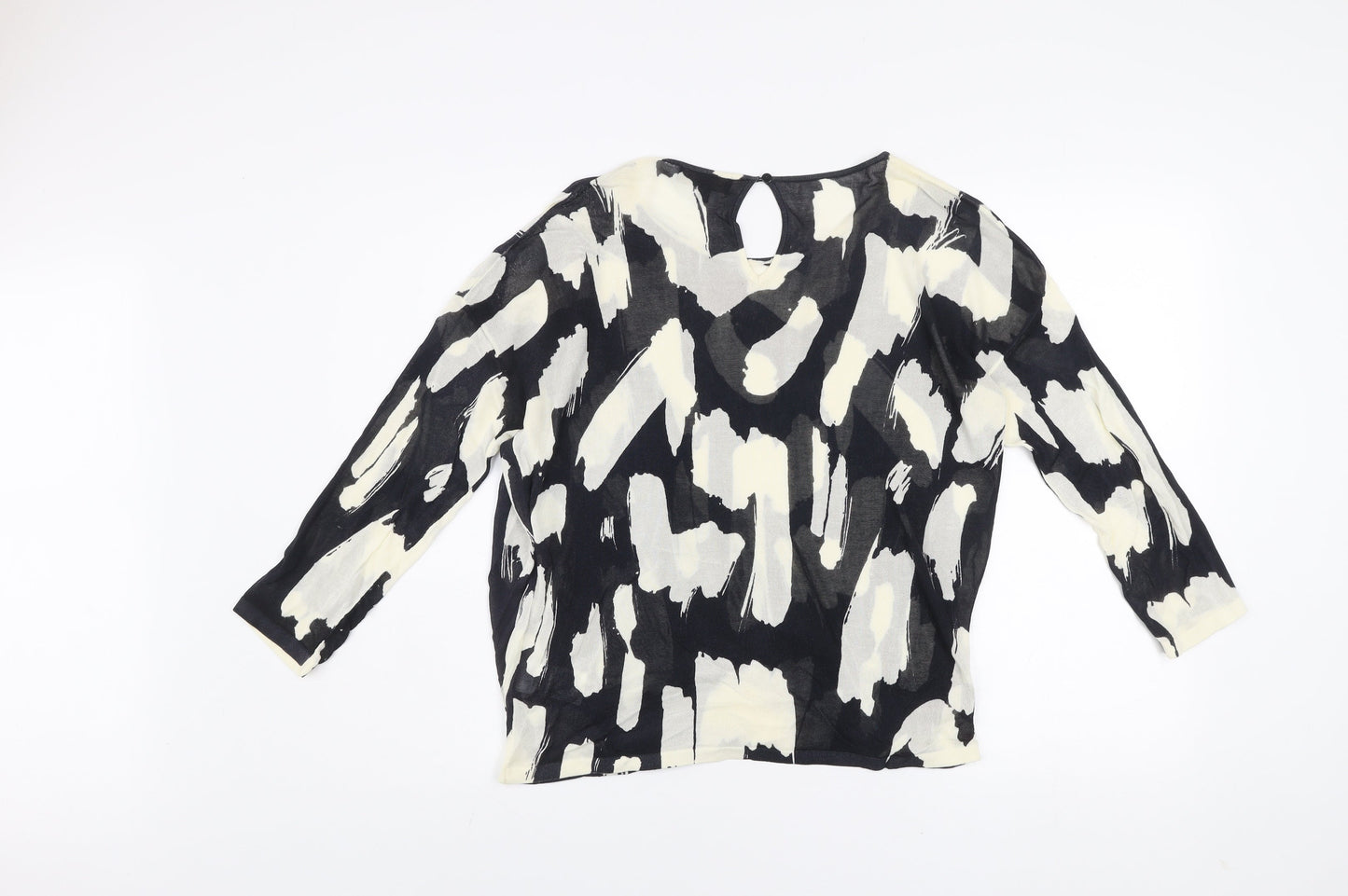 Phase Eight Women’s Black & Cream Abstract Knit Jumper Size 12