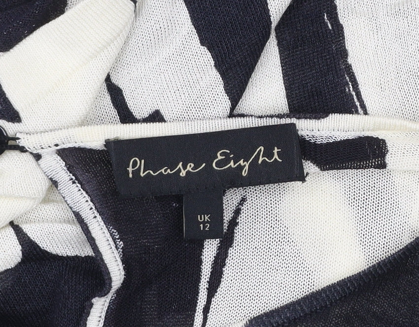 Phase Eight Women’s Black & Cream Abstract Knit Jumper Size 12