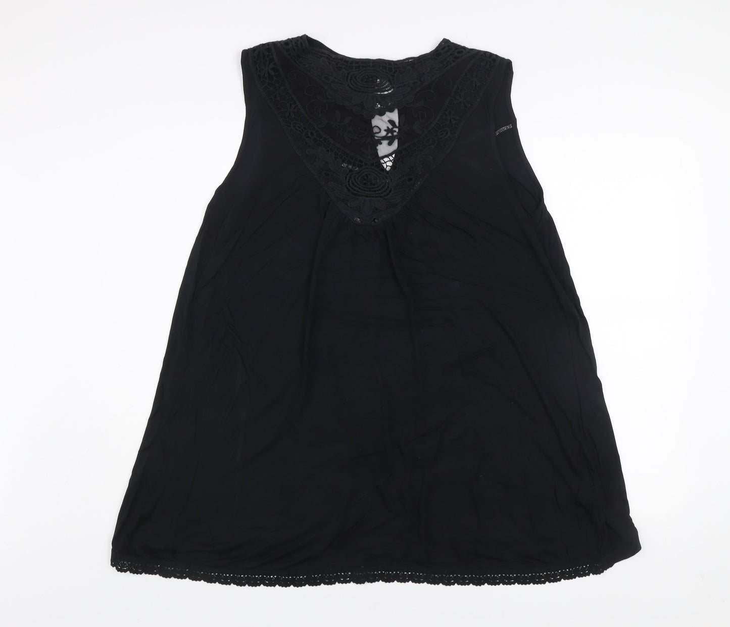 Kaleidoscope Women Black Lace Shift Dress Size 16 Sleeveless V-Neck