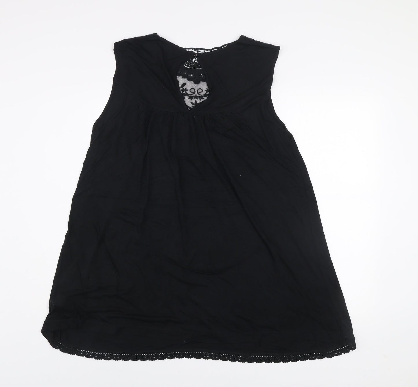 Kaleidoscope Women Black Lace Shift Dress Size 16 Sleeveless V-Neck
