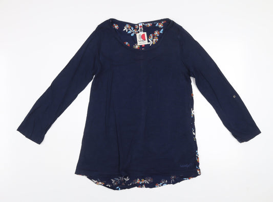 Weird Fish Women's Blue Floral Tunic Blouse Size 12 Long Sleeve