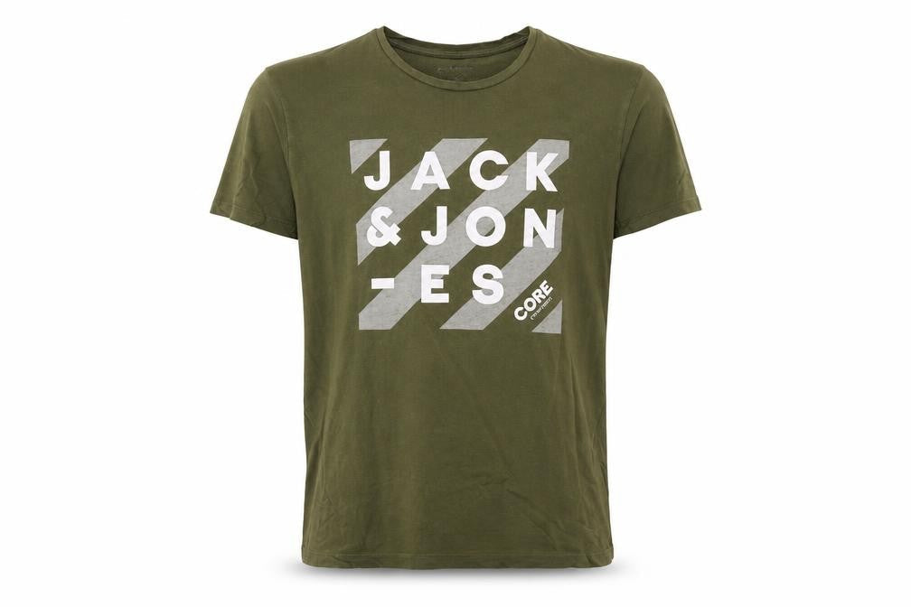 Jack & Jones Men's Green M Core Logo Graphic Cotton T-Shirt