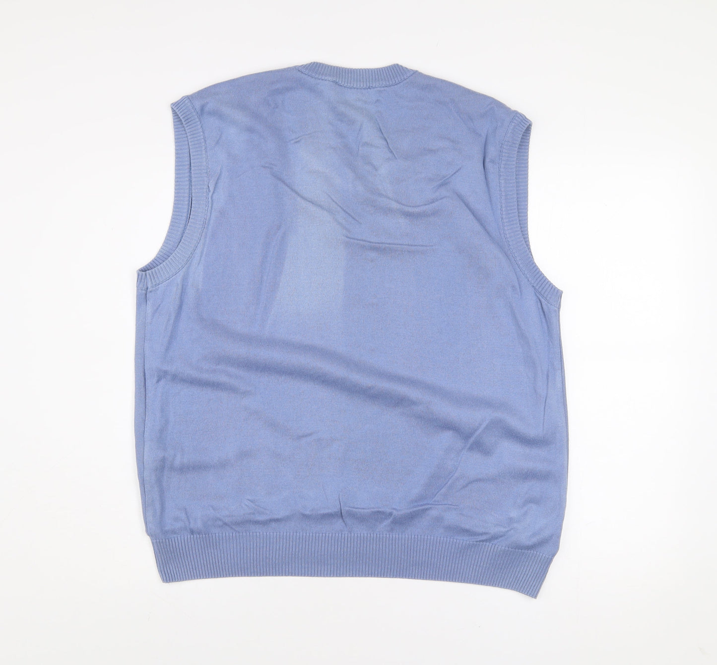 Patrick Bernard Men's Blue Geometric Knit Cotton Acrylic Sleeveless Jumper Vest XL