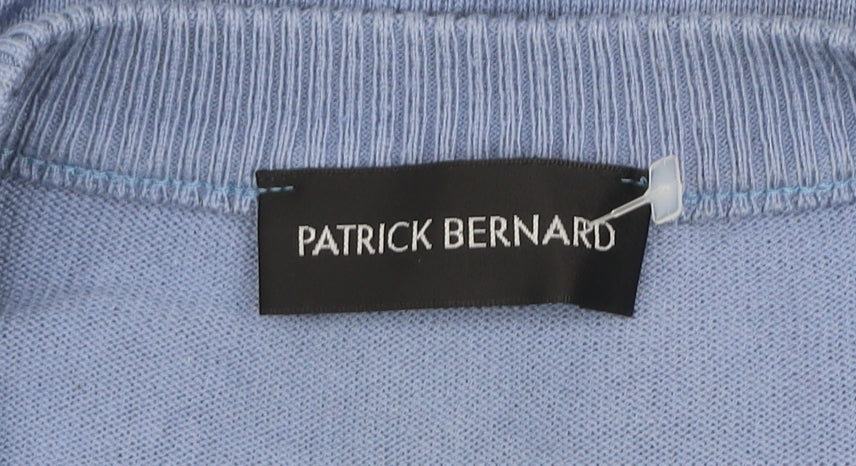 Patrick Bernard Men's Blue Geometric Knit Cotton Acrylic Sleeveless Jumper Vest XL