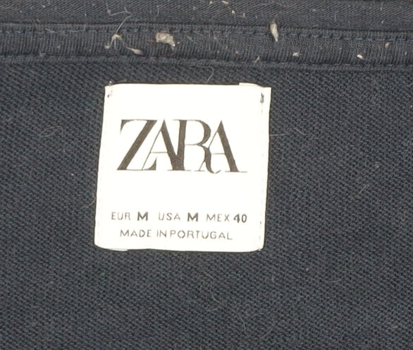 Zara Men's Blue Crew Neck Short Sleeve Cotton T-Shirt Size M