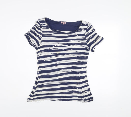 Phase Eight Womens Blue Striped Jersey T-Shirt Size 10