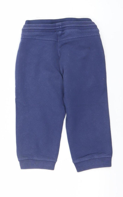 Close-up detail of Hugo Boss boys’ blue jogger sweatpants 2 years cotton blend