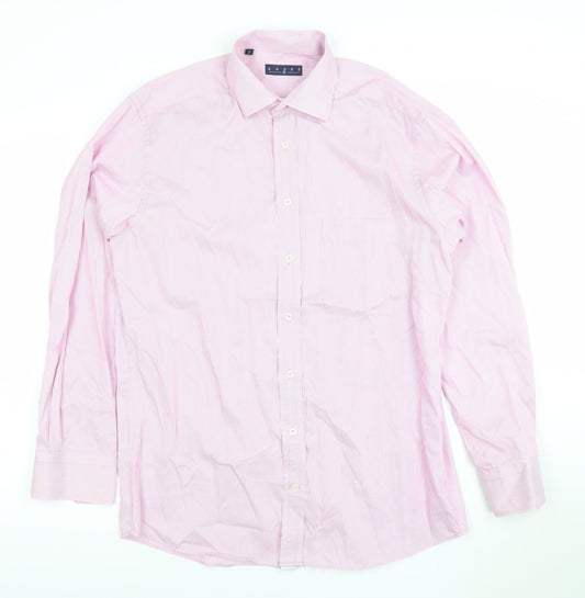 André Men’s Pink Striped Cotton Long Sleeve Button-Up Shirt Size 16 Regular