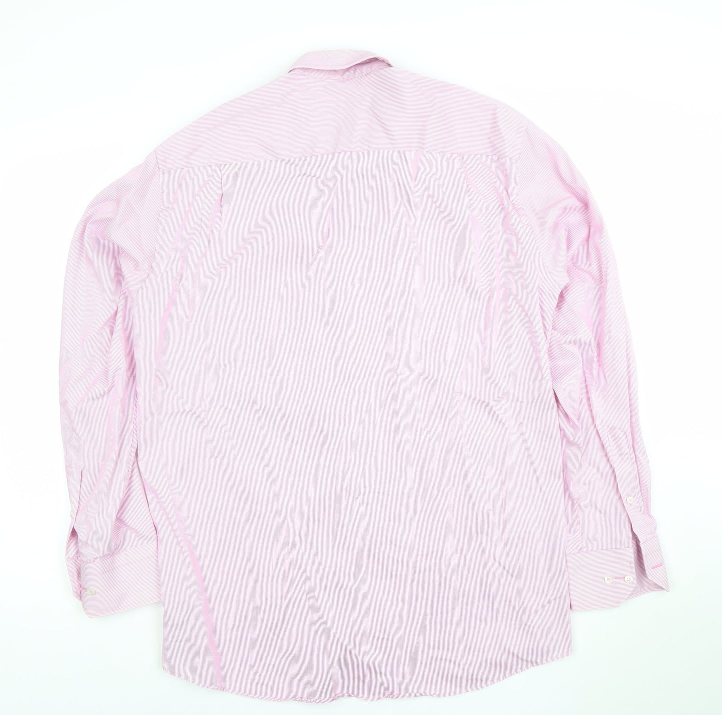 André Men’s Pink Striped Cotton Long Sleeve Button-Up Shirt Size 16 Regular