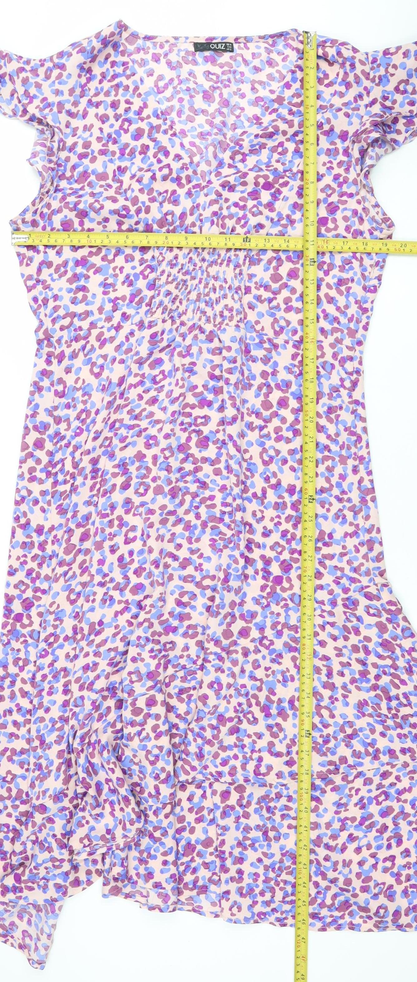 Quiz Women’s Multicoloured Animal Print Ruffle Midi Dress Size 16