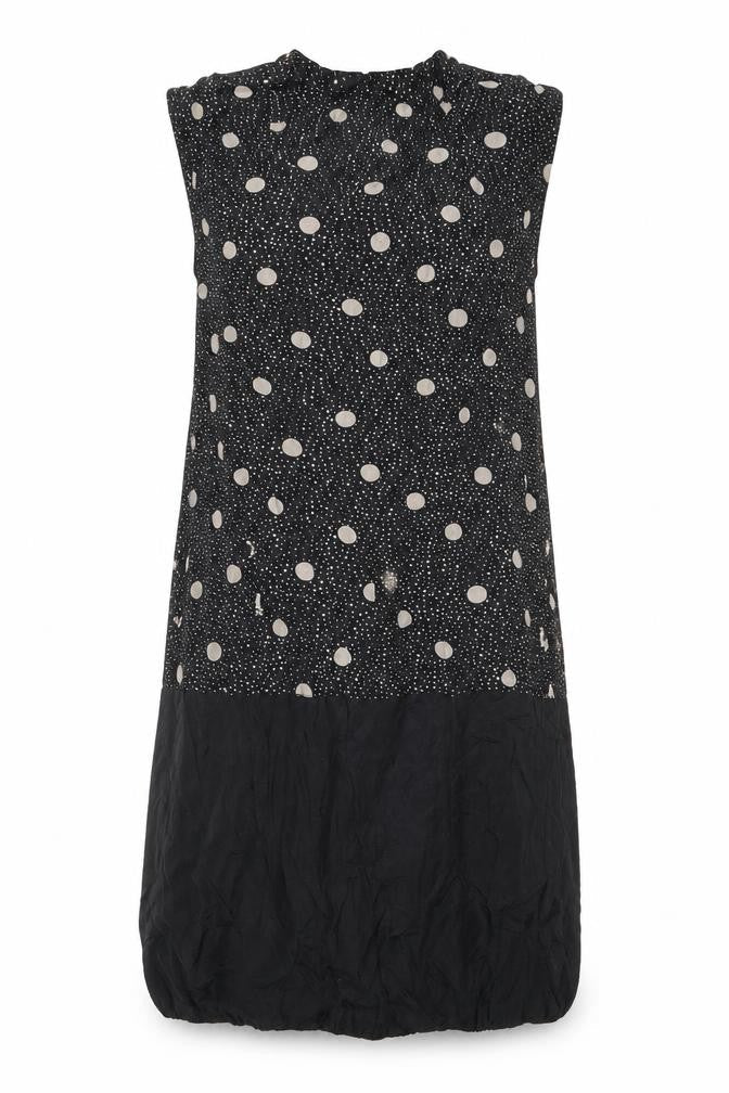Masai Women’s Black Polka Dot Sleeveless Midi A-Line Dress Size S