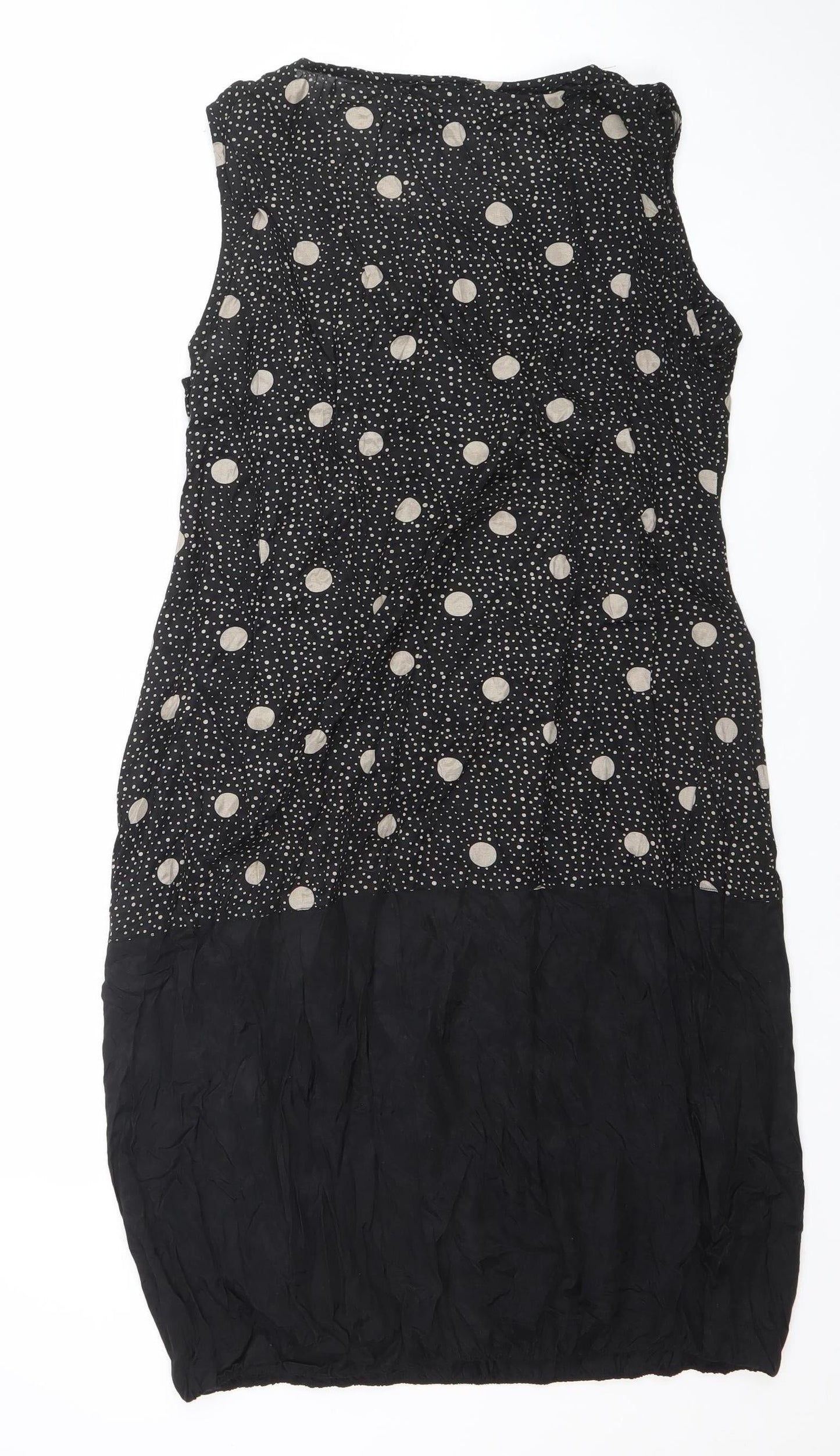 Masai Women’s Black Polka Dot Sleeveless Midi A-Line Dress Size S