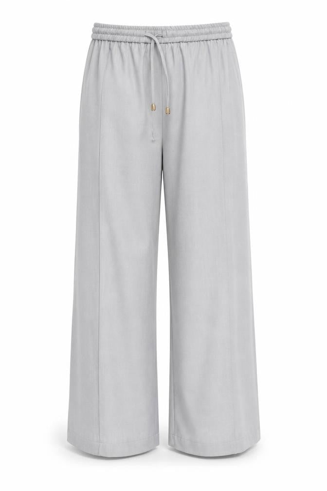 Zapara Women’s Grey Wide-Leg Elastic Waist Trousers L