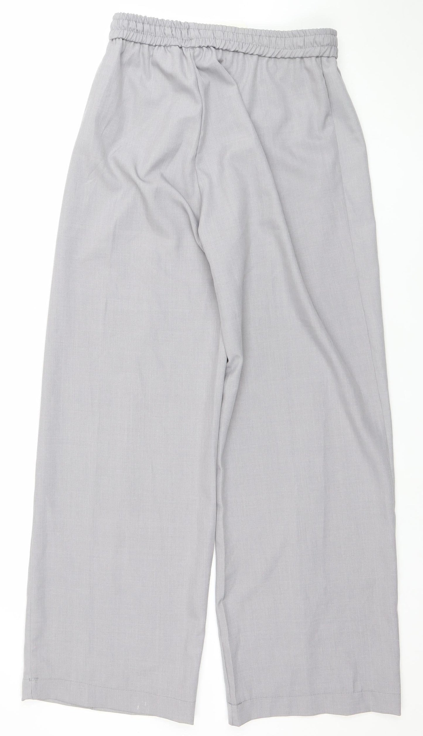 Zapara Women’s Grey Wide-Leg Elastic Waist Trousers L