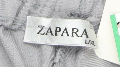 Zapara Women’s Grey Wide-Leg Elastic Waist Trousers L