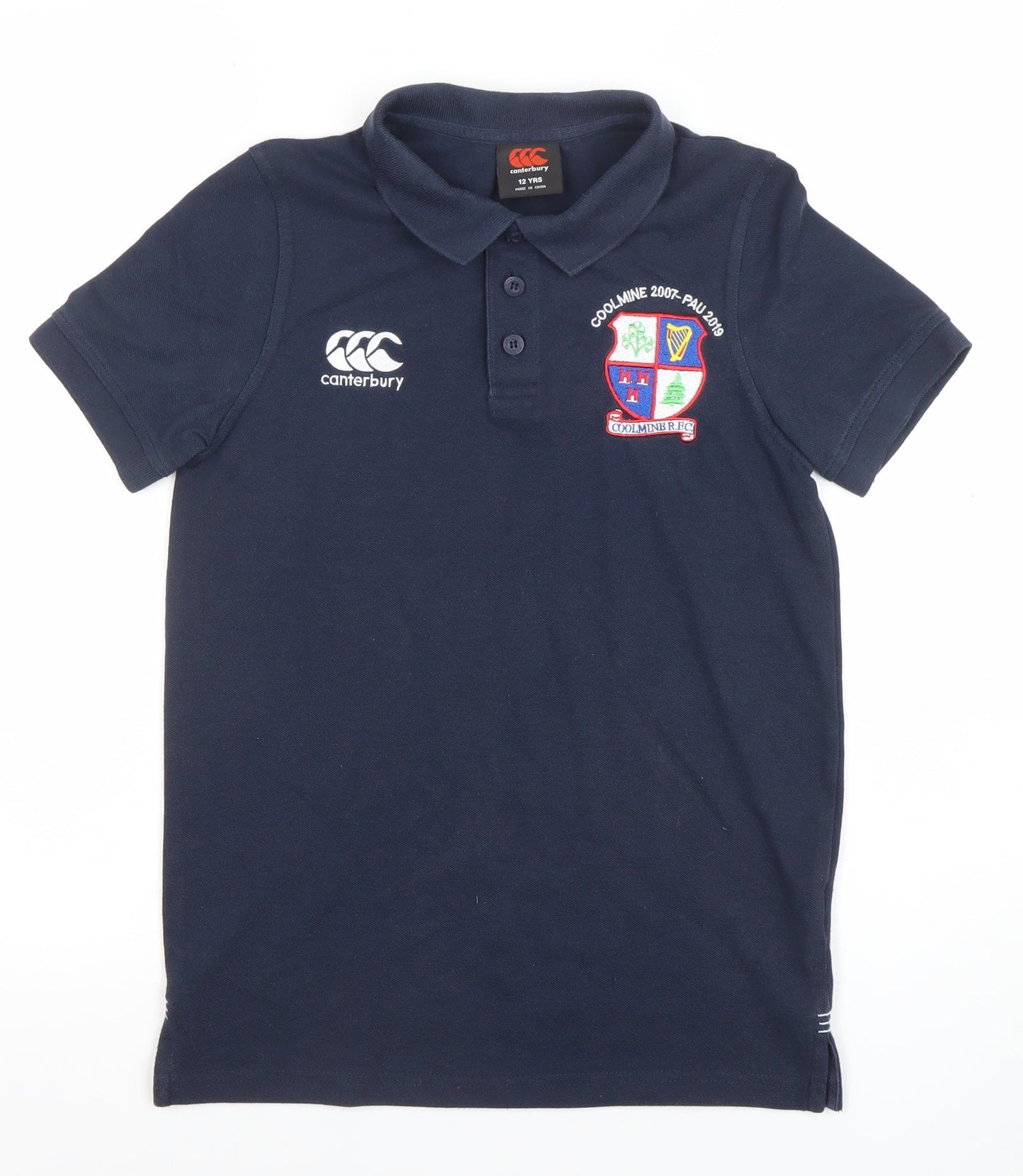 Canterbury Boys Navy Polo Shirt 12 Years Rugby Club Embroidered Top
