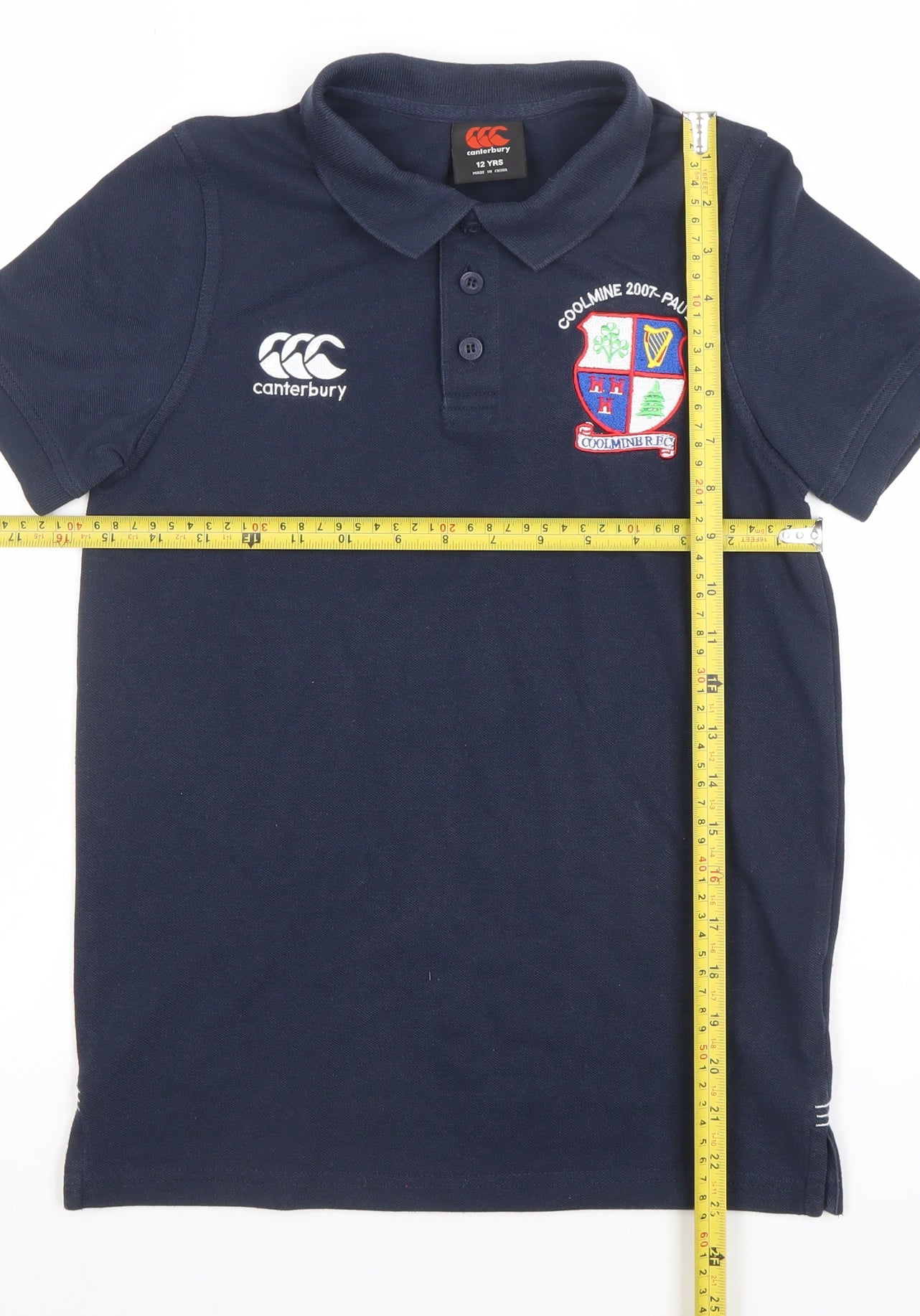 Canterbury Boys Navy Polo Shirt 12 Years Rugby Club Embroidered Top