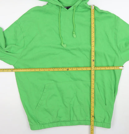 Back view of ASOS DESIGN Men's Green Pullover Hoodie, size S, Regular Fit Fleece