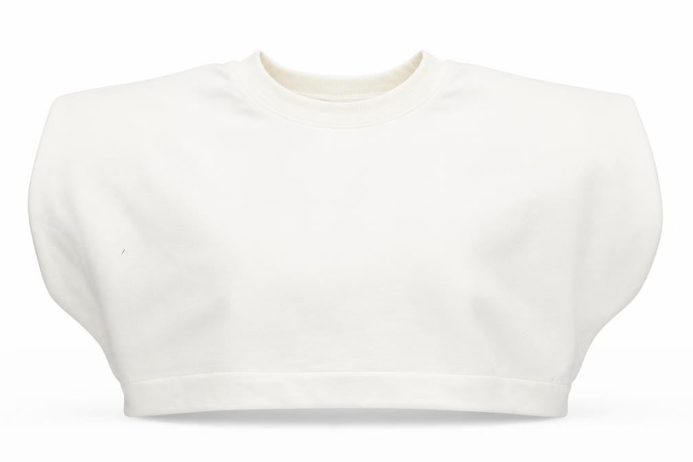 Zara Women Ivory Cropped Cotton T-Shirt Size S Regular Fit