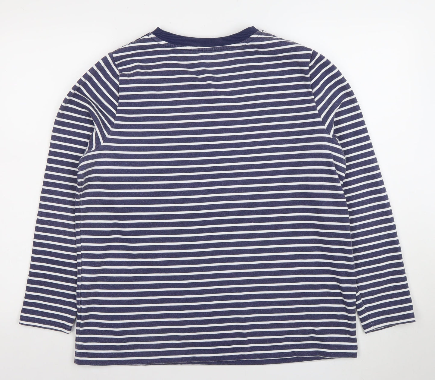 Bonmarché Women Navy White Stripe Floral Lace Long Sleeve Pullover Size 14