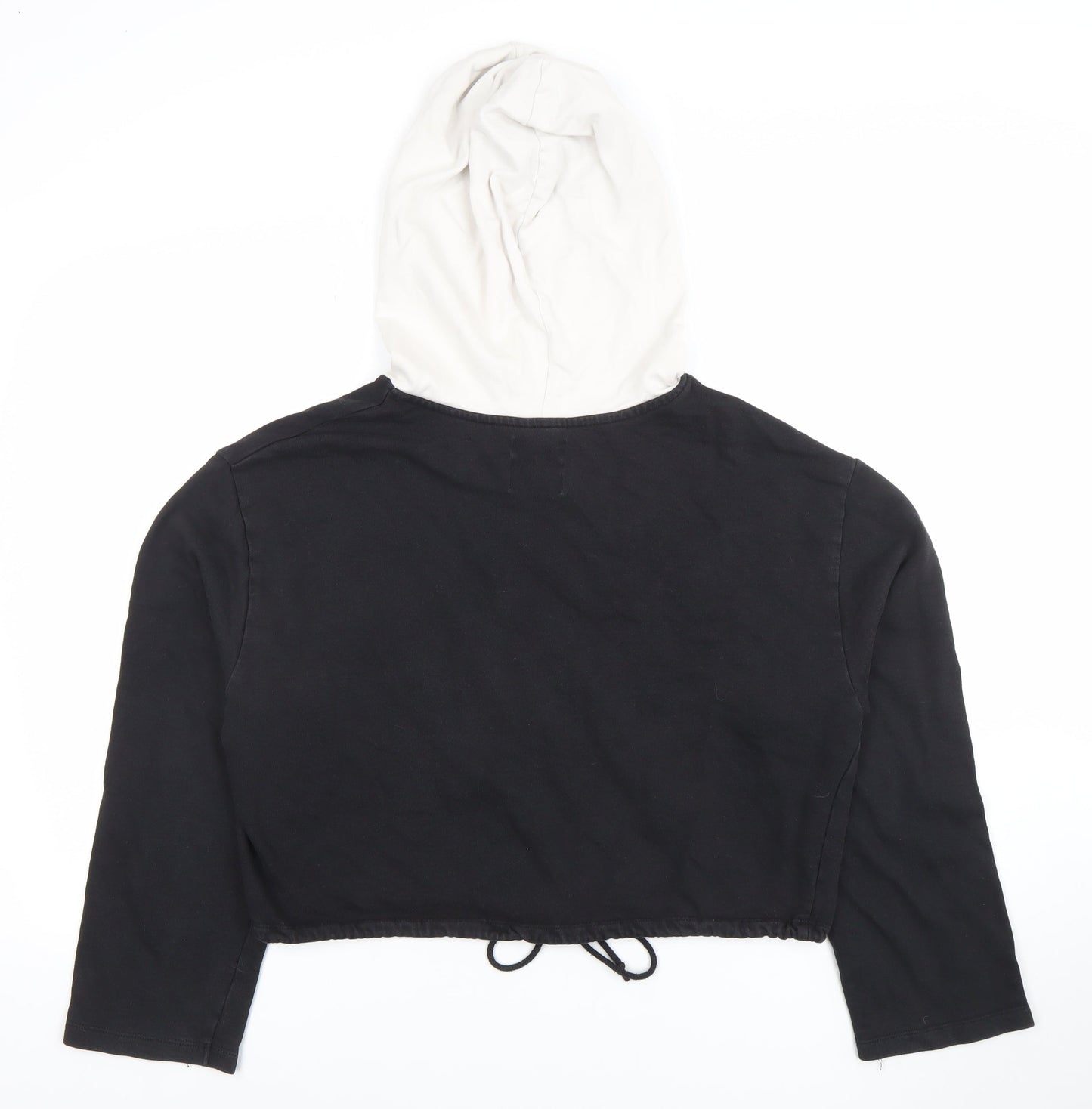 ZARA Women Black & White Cropped Hoodie London Print Size 10