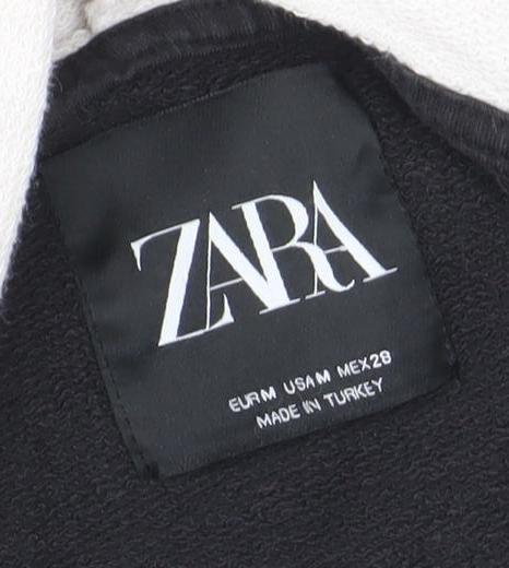 ZARA Women Black & White Cropped Hoodie London Print Size 10
