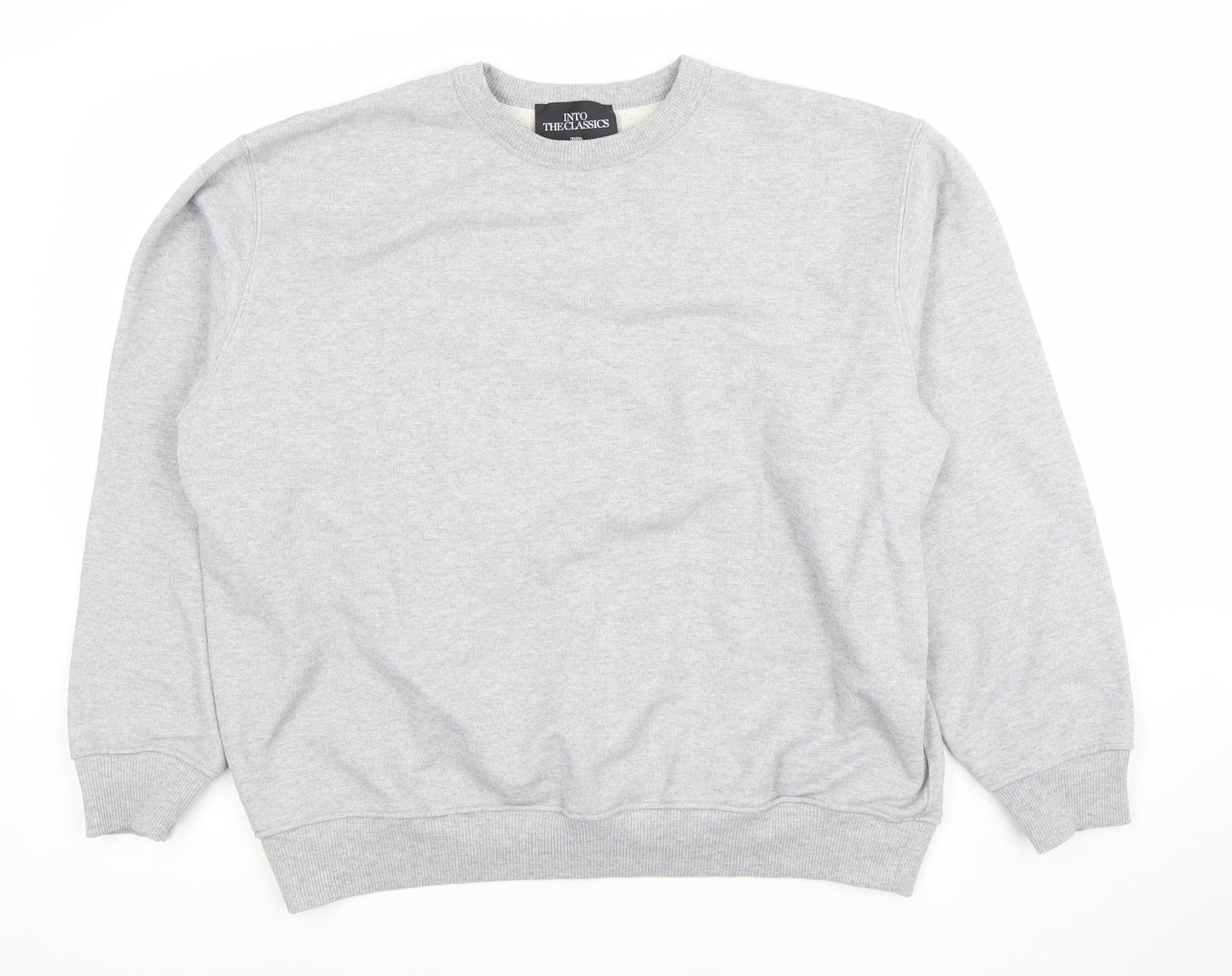 Zara Men’s Grey Cotton Blend Pullover Sweatshirt Size S