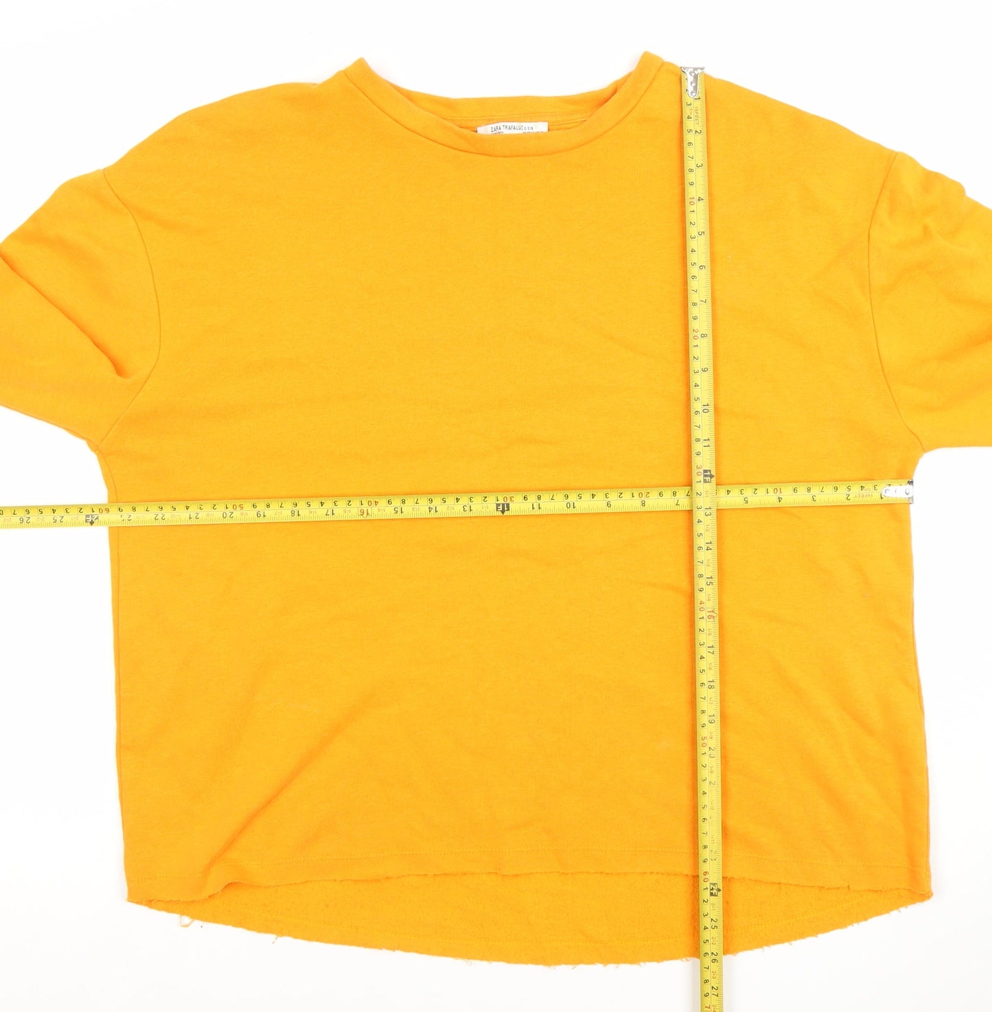 Zara Trafaluc Womens Yellow Pullover Sweatshirt Size S Long Sleeve