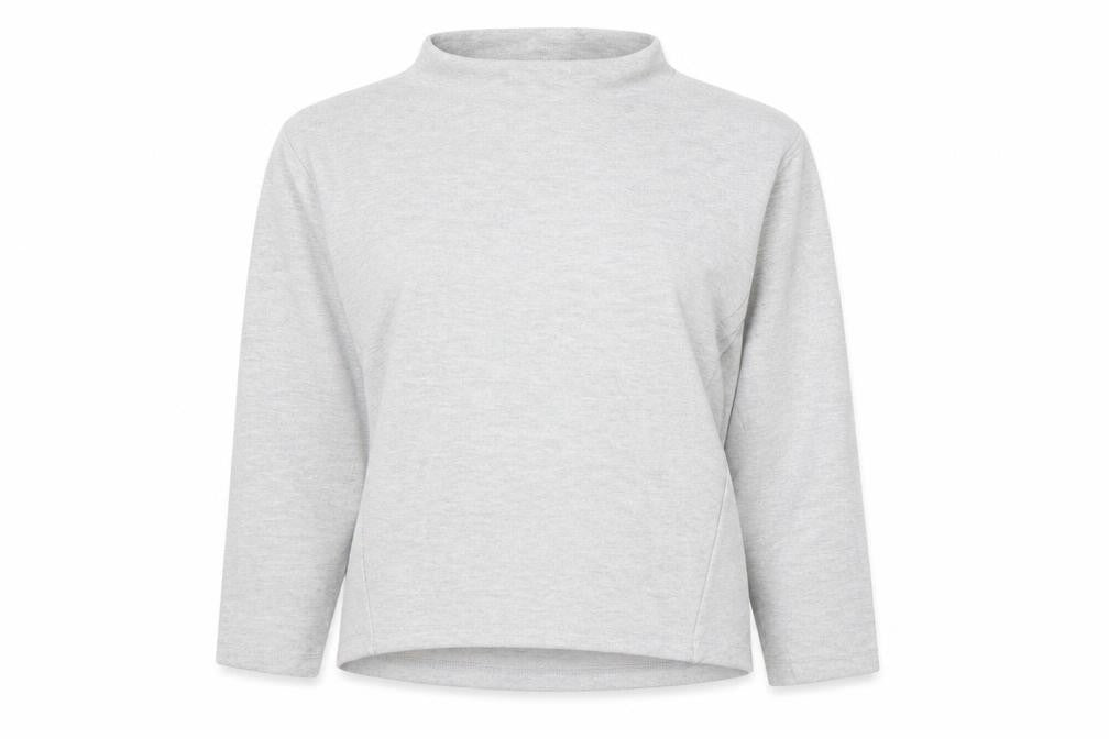 River Island Women Grey Cotton Blend Mock Neck Pullover Sweatshirt UK S