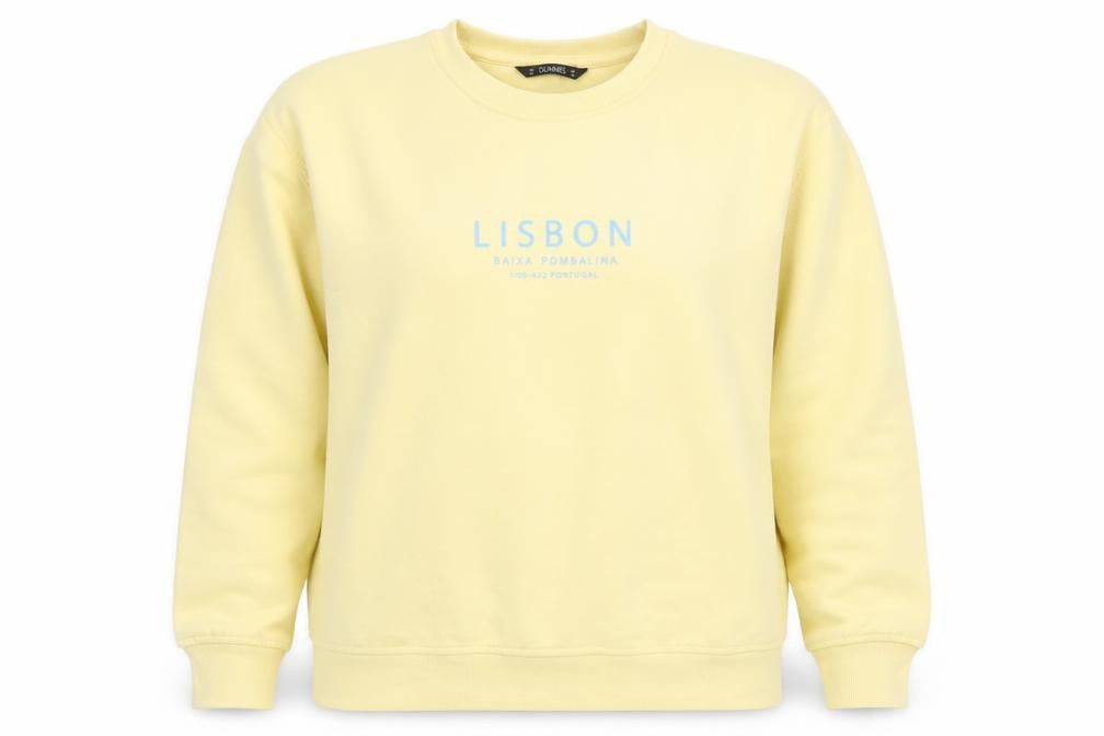 Dunnes Women Yellow Lisbon Print Pullover Sweatshirt Size M