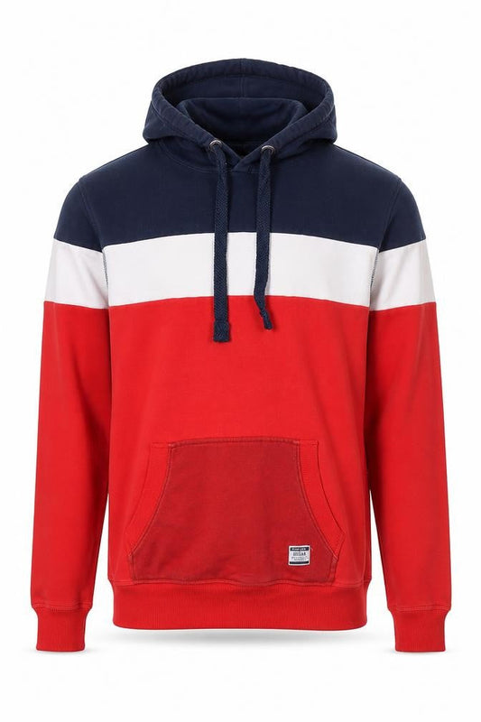 Livergy Men's Red Blue White Pullover Hoodie Size S Cotton Blend