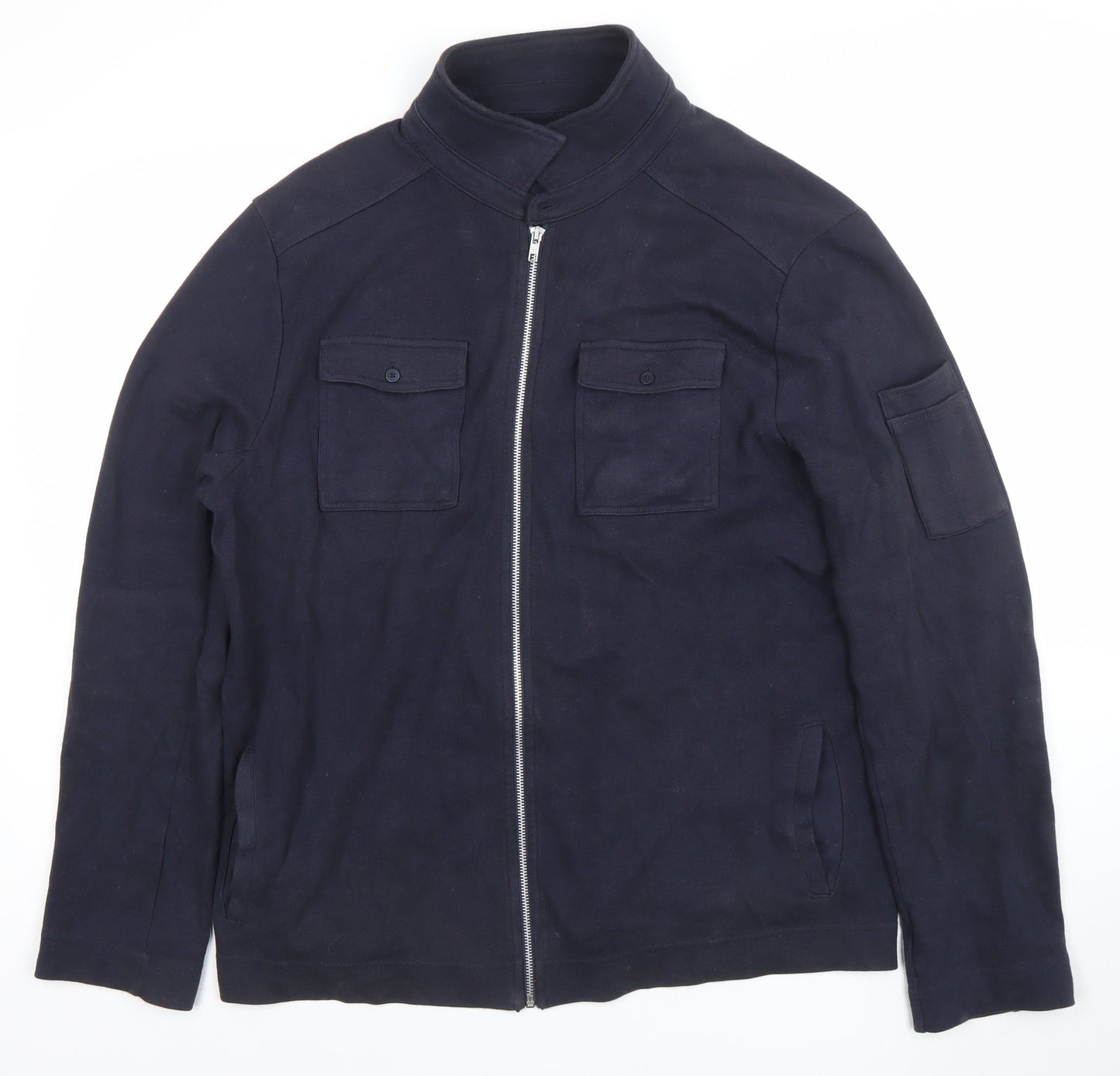 River Island Men's Blue Full Zip Sweatshirt Size L