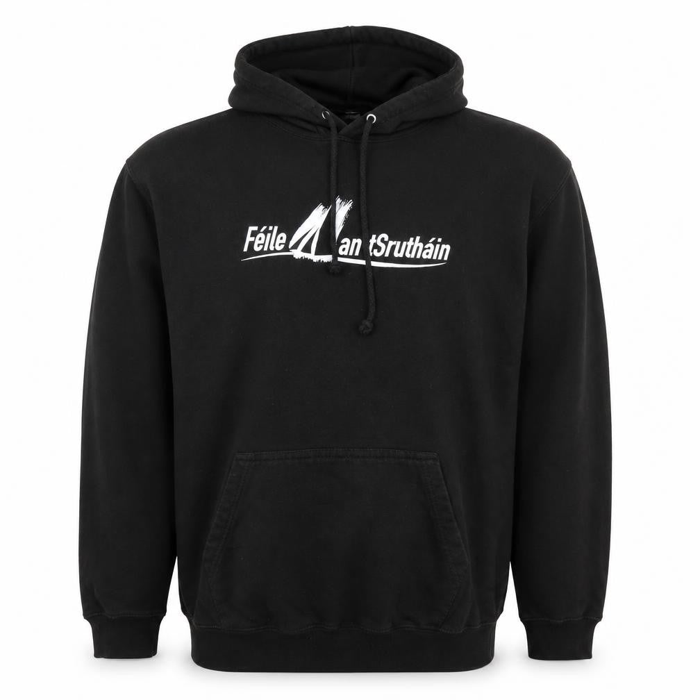 JustHoods AWDis Men's Black XL Pullover Hoodie Graphic Print Féile an tSrutháin