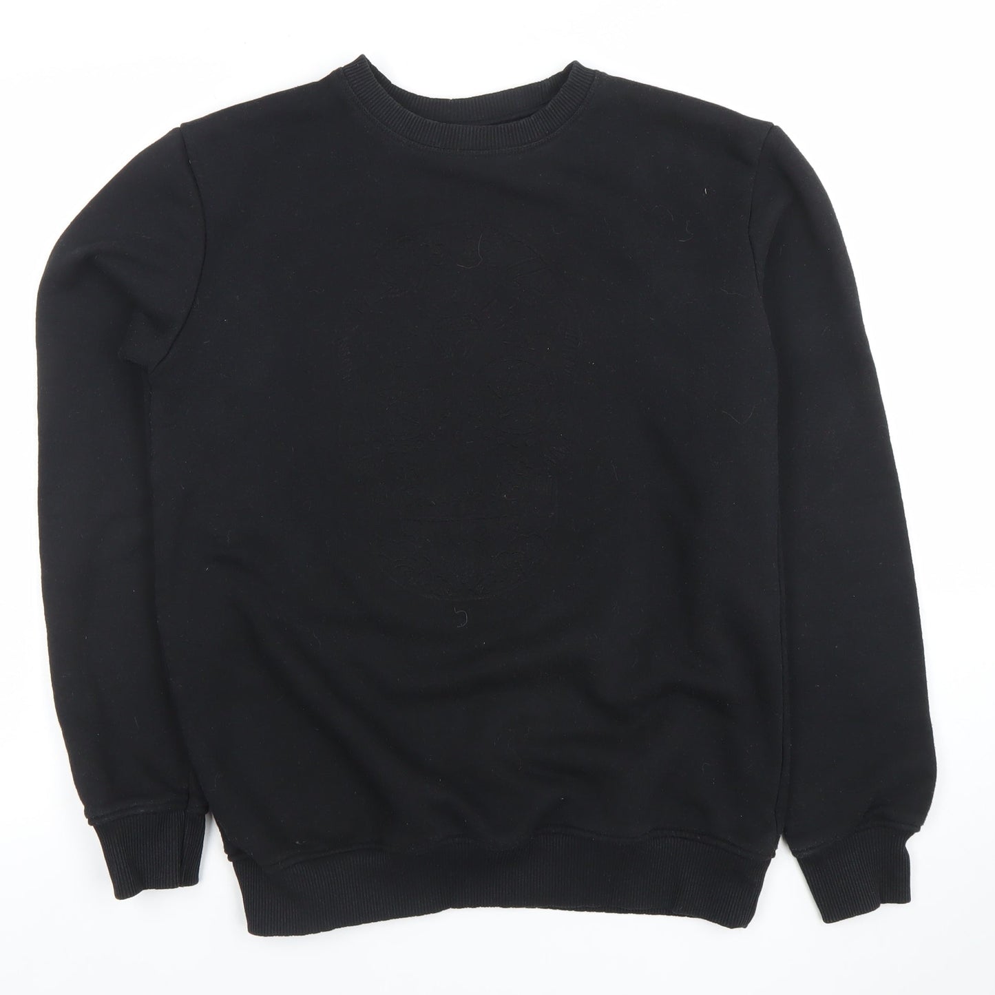Pull & Bear Men's Black Skull Embroidered Sweatshirt Size S