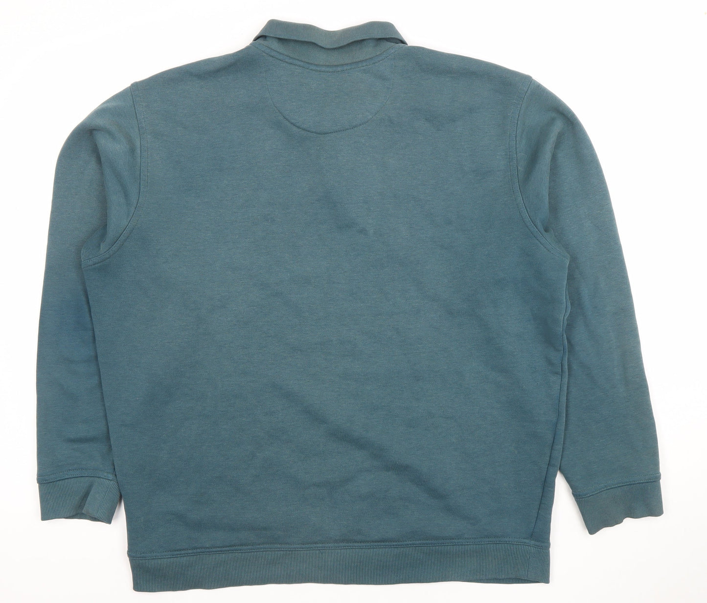 EWM Men's Blue Collared Henley Sweatshirt Size L Regular Fit