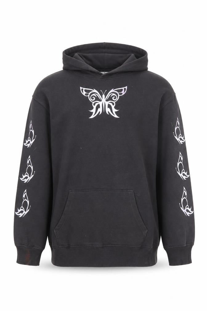 H&M Girls Black Butterfly Graphic Pullover Hoodie - 14 Years