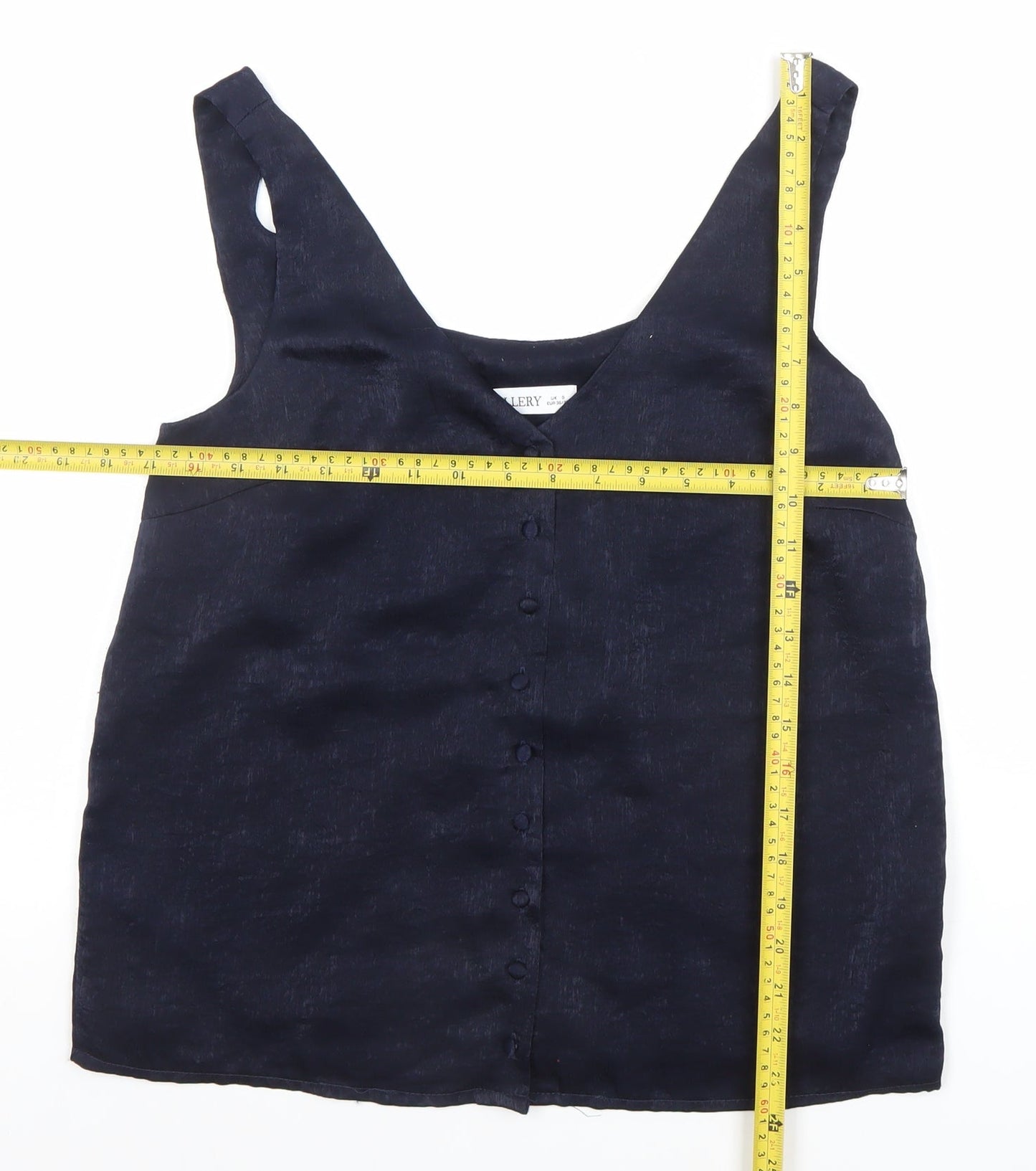 Gallery Women’s Blue Linen V-Neck Button Camisole Blouse Size S