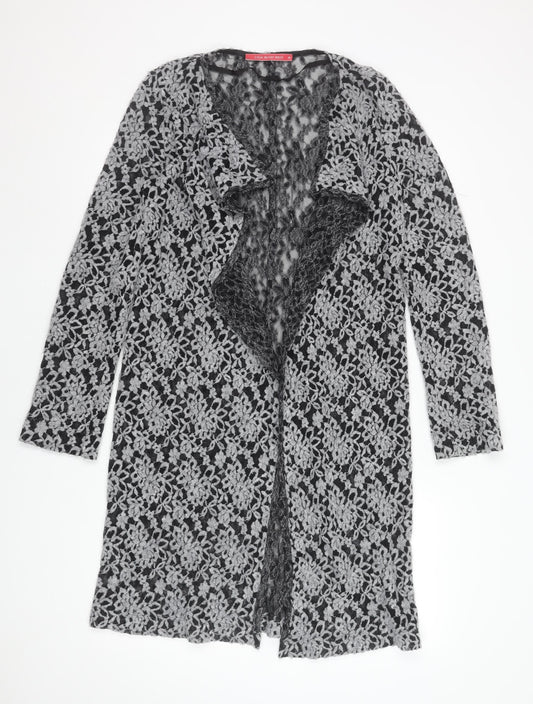 Evelin Brandt Berlin Women’s Grey Lace Open-Knit Long Cardigan Size 12