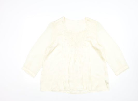 Savida Women's Ivory Embroidered Tunic Blouse Size 16