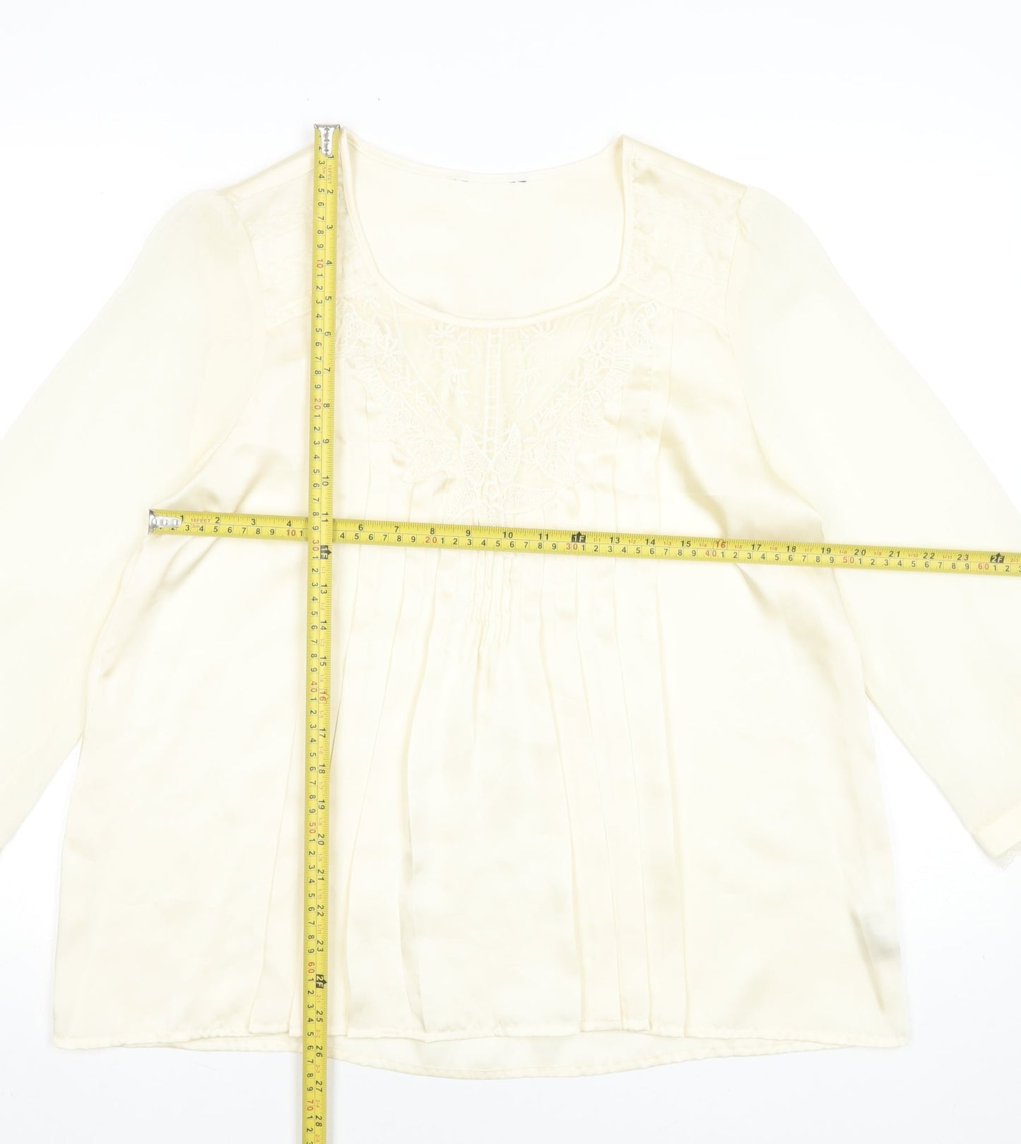 Savida Women's Ivory Embroidered Tunic Blouse Size 16