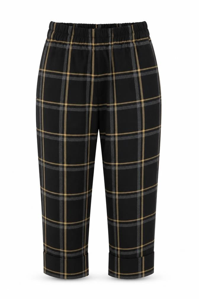 Zara Women’s Black Plaid Cropped Tapered Trousers Size S