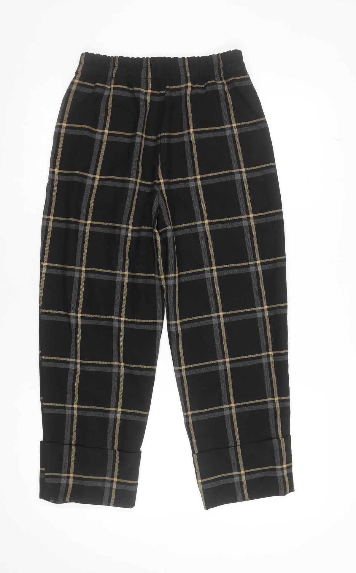 Zara Women’s Black Plaid Cropped Tapered Trousers Size S